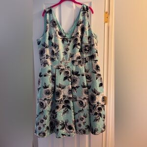 City Chic Mint and Black Floral Dress Size 20